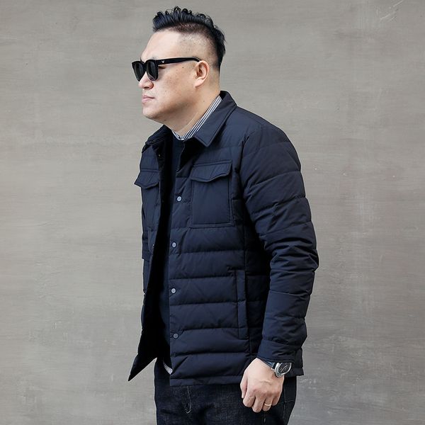 

duck on white korean short winter, big size, down, warm men's jacket 6ii1, Black