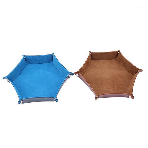 

kitchen storage & organization leather folding hexagon dice tray purple box for rpg dnd games collapsible phone key coin storag