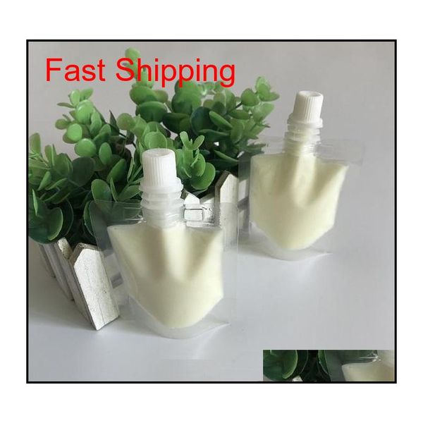 

50ml clear plastic stand up pouch with spout doypack beverage drink liquid sample qyldra lipper