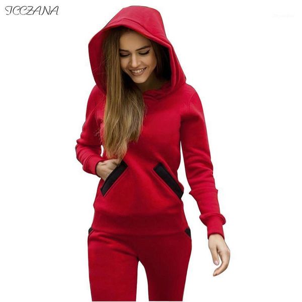 

autumn / winter 2020 fashion big pocket sweatshirt sweatpants women's casual suit streetwear lounge wear two piece outfits1, Gray