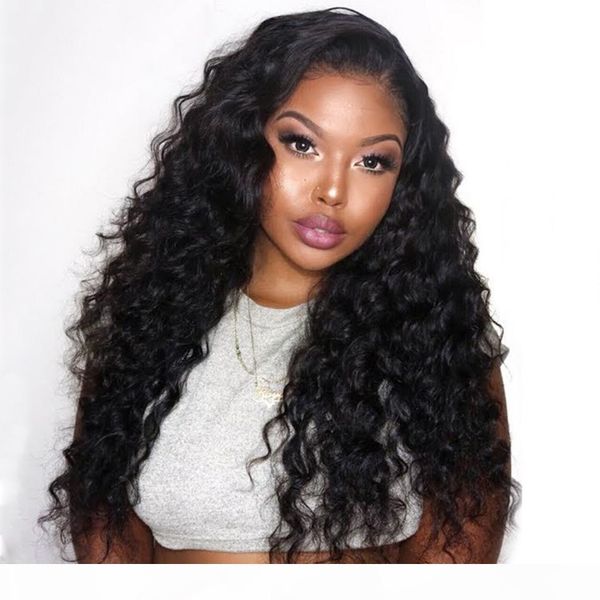 

charmingqueen brazilian deep wave wig 13x4 lace front wig pre plucked deep wave human hair wig non remy, Black;brown