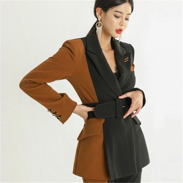 

two pieces set 2021 new women office lady pant suits blazer suit coat with ankle length trouser set blazer suit, White
