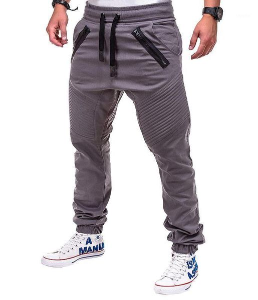 

men casual joggers pants solid thin cargo sweatpants male multi-pocket trousers new mens sportswear hip hop harem pencil pants1, Black