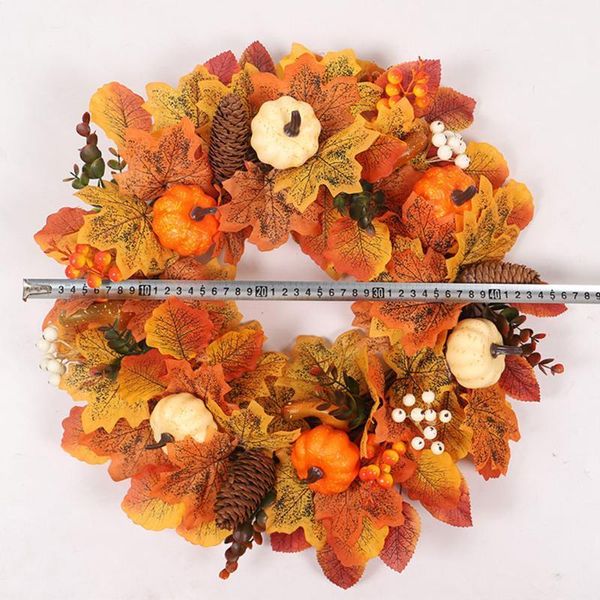 

45cm thanksgiving artificial fall wreath with pumpkin garland harvest flower for christmas easter thanksgiving home decoration1