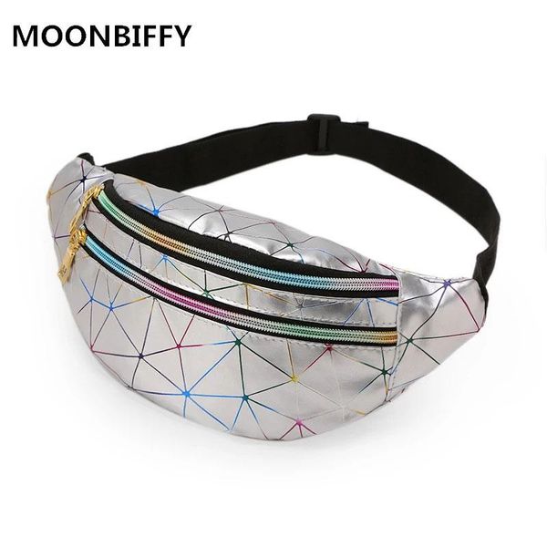 

2020 lady holographic fanny pack women's belt bag female waist bags laser chest phone pouch