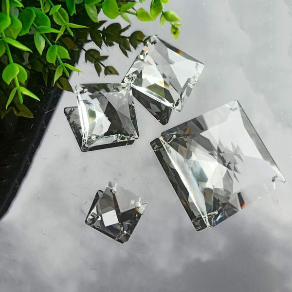 

20 30 40 60mm 4 holes square crystal pendant glass clear chandelier crystals prisms suncatcher diy hanging lamp part accessories h jllslf