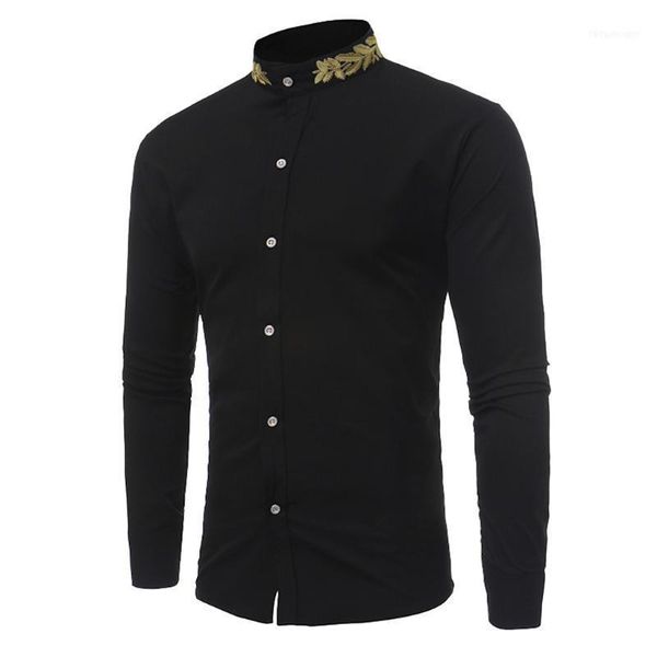 

new spring autumn shirt men long sleeve stand collar shirt men slim fit button formal occasion shirts11, White;black