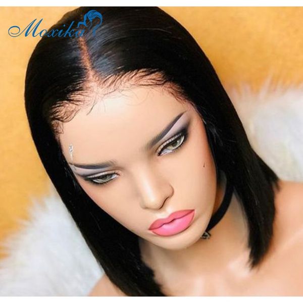 

боб кружевные фронтальные парики 13x4 bob парик кружева фронтальный парик прямые человеческие волосы парик предварительно сорванные отбеленн, Black;brown