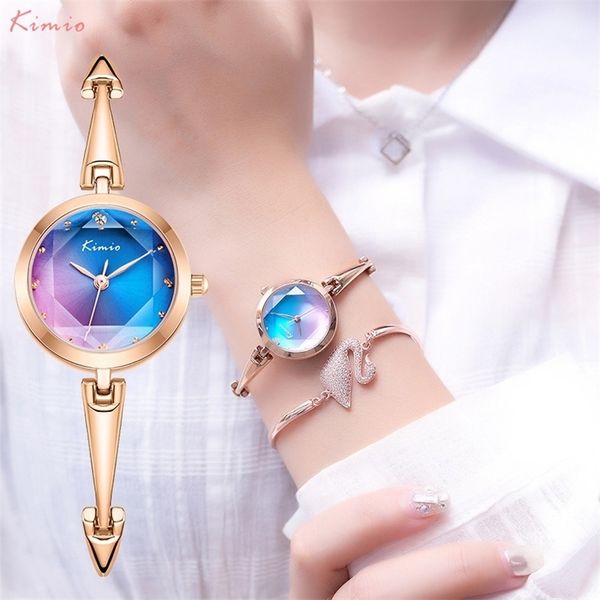 

kimio color watches bracelet ladies luxury jewelry design quartz watch clock mechanism wristwatches for women 201218, Slivery;brown
