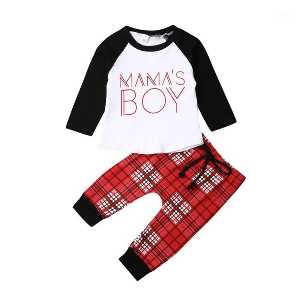 

clothing sets 0-3years christmas infant born baby boy set autumn letter t-shirt plaid pants xmas outfit costumes1, White