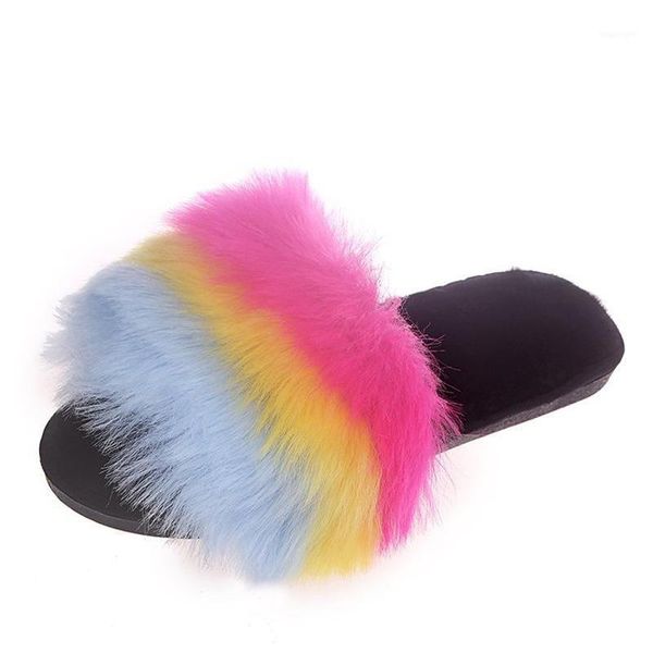 

slippers women's furry faux fur cozy house soft comfy flat fuffly slide sandals indoor outdoor slip on shoes1, Black