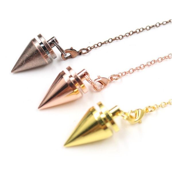 

small cone metal pendant pendule pendulum for dowsing healing spiritual pendulo women men amulet reiki wicca pendule qylesb, Black
