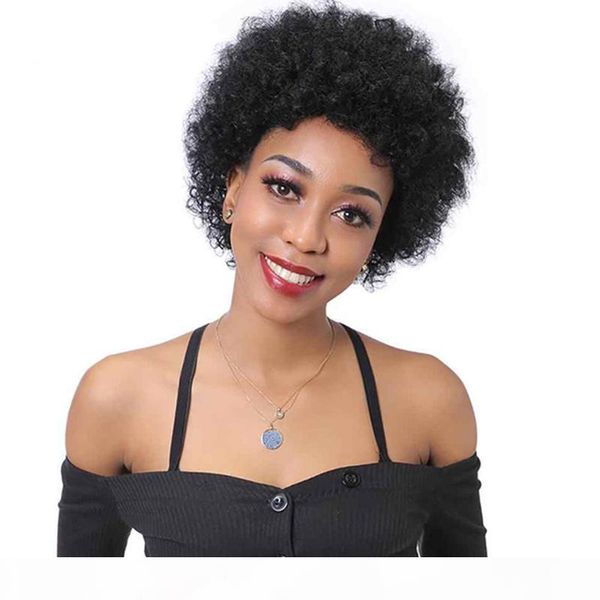 

short human hair wigs afro kinky curly wig for women brazilian virgin human hair natural color, Black;brown
