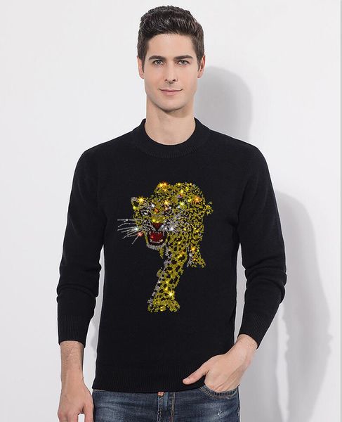 

nightgown men mark spring male sweatpants and neck-neck diamond fine stone fit sweaters 4zig, White;black