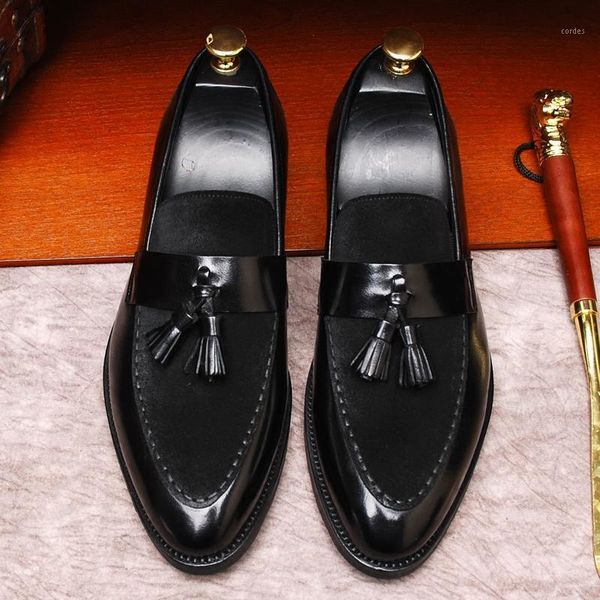 

dress shoes summer tassel fringe loafers vintage style formal for men1, Black