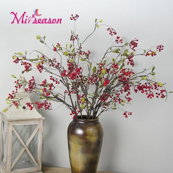 

1pcs long artificial fruit berries pomegranate cherry bouquet for christmas home decorative fake vivid holly berries 95cm1