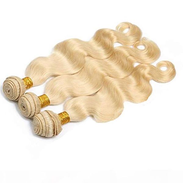 

peruvian unprocessed human hair extensions 613# blonde body wave 3 bundles with 13*4 lace frontal body wave virgin hair 8-28inch, Black;brown