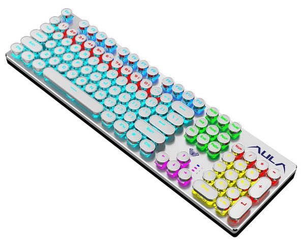 

russian spanish arabic hebrew game mechanical keyboard 104 keys white punk keycap computer lapkeyboard black blue switch