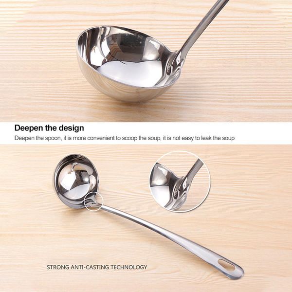 

1 шт. утолщение нержавеющей стали длинная ручка ковш ложка большой суп ковш полезный кухонный инструмент инструмент для приготовления пищи у