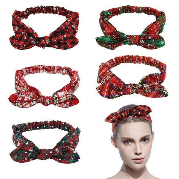 

1pc christmas snowflake grid headband xmas kids hair accessories 2021 new year christmas girl gift decoration