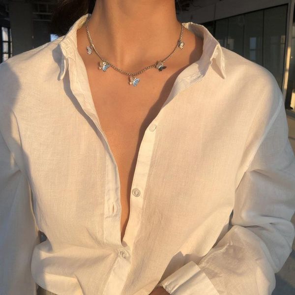 

chokers star butterfly choker necklace for women gold chain neck statement collar chains chocker shining female jewelry, Golden;silver