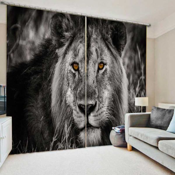 

custom new drapes the animal printing curtains for living room lion black blackout children room drapes