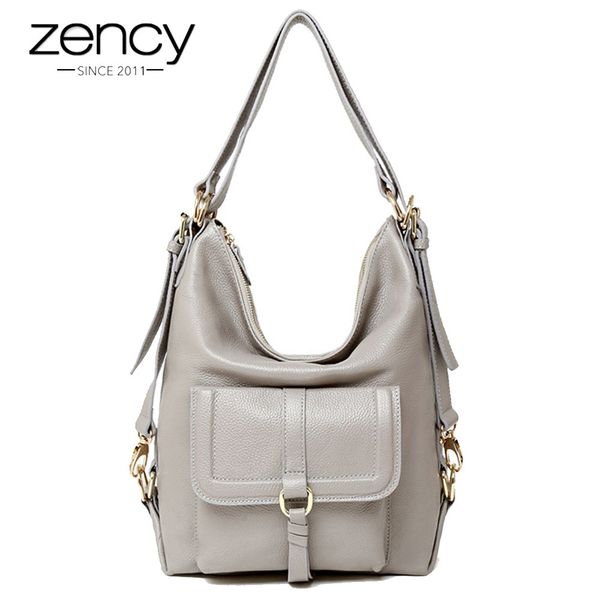 

zency fashion women shoulder bag 100% genuine leather large capacity handbag multifunction use satchel crossbody messenger purse c0121