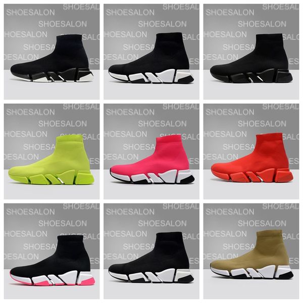 

2021 casual socks and boots designer men women speed trainer balenciacg sock boots socks boot casual shoes shoe runners runner snea, Black