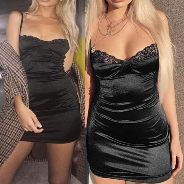 

2019 summer summer spaghetti strap lace women bodycon dress fashion high waist hip-wrapped party club solid color dresses1, Black;gray