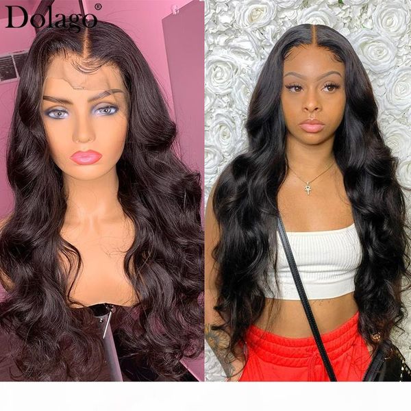 

body wave 360 lace frontal wig 250 desnity 13x6 lace front human hair wigs brazilian bob fake scalp glueless full dolago wig, Black