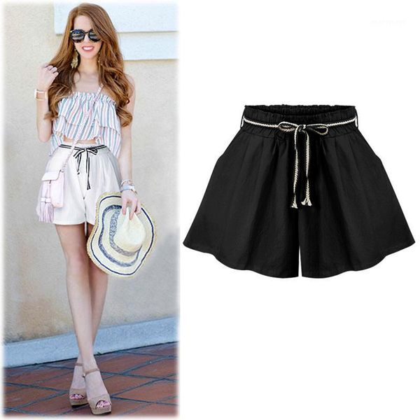 

new 2019 women loose elastic waist wide leg shorts female summer casual shorts skirts korean style copper ammonia1, White;black