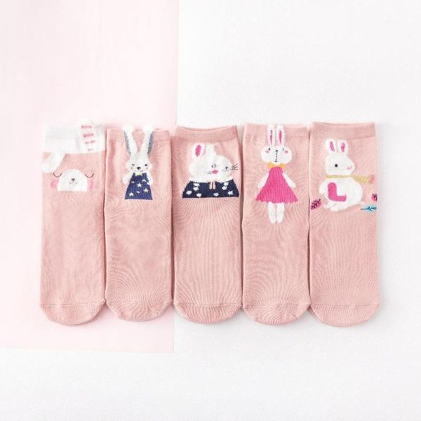 

autumn and winter new female socks korean stereo cartoon feather yarn pink cotton tube socks happy funny1, Black;white