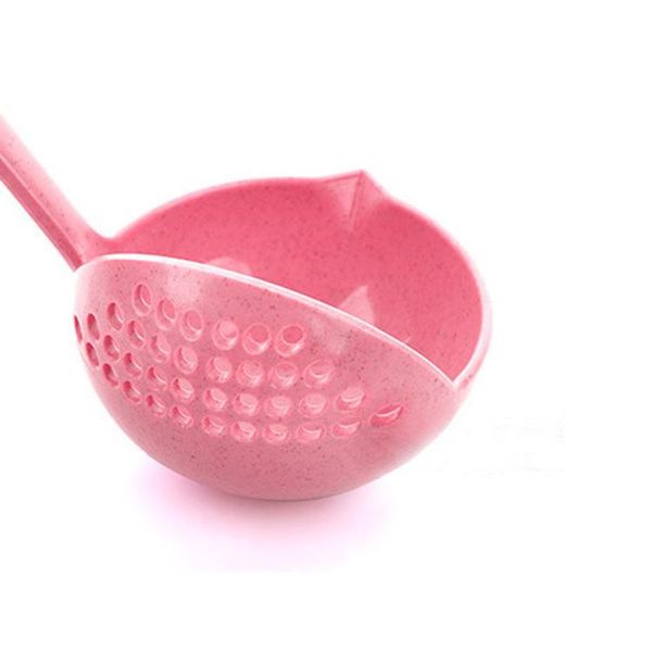 

2020 new spoon long handle kitchen strainer solid color cooking colander kitchen spoon plastic tableware colander