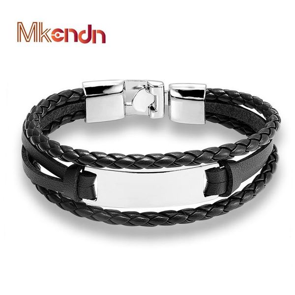 

mkendn fashion men women black leather bracelet easy-hook bracelets & bangles male female simple style jewelry pulseras wmtidd yyysports
