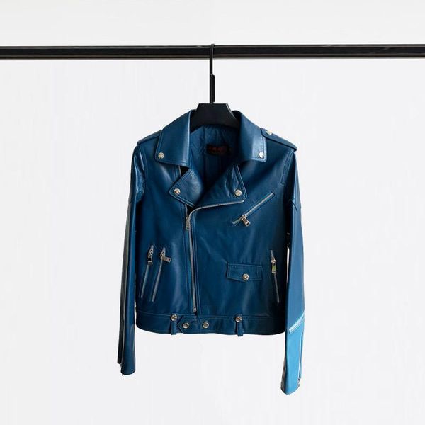 

women's leather & faux fashion 2021 genuine jacket women short motorcycle sheepskin coat female spring autumn clothes mujer chaqueta pp, Black