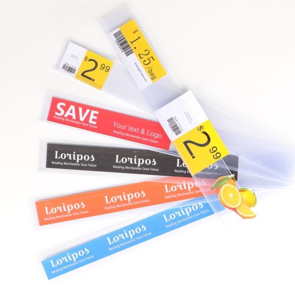 

merchandising flat data strip label holder shelf price tag clip stick clear
