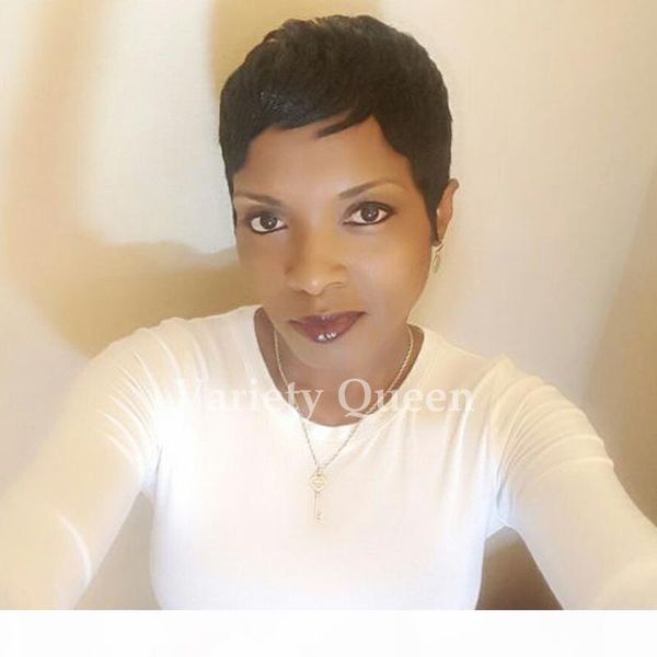 

2017 new arrival fashion women lady girls short natural straight human hair cosplay party lady's wigs, Black;brown