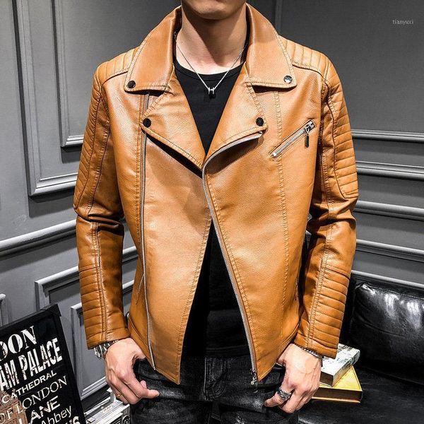 

new punk style pu men leather jacket zippers cool boys fashion faux suede coats slim leather mens jackets ds508681, Black
