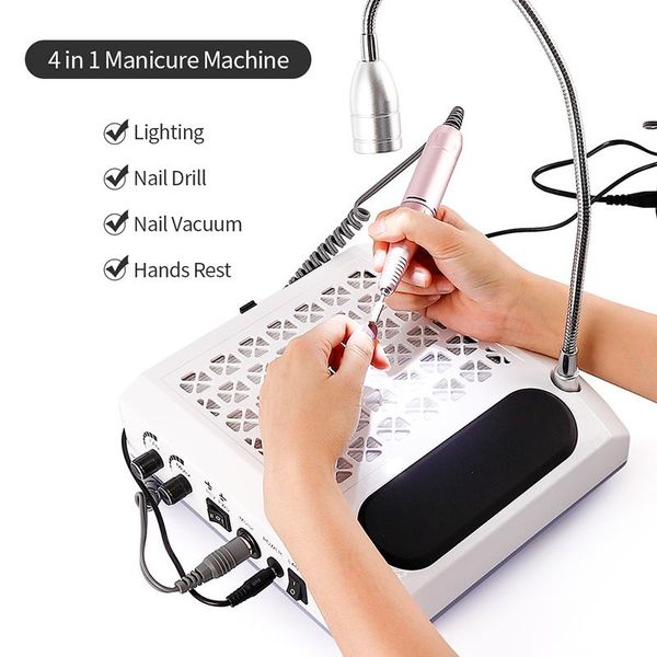 

nail drill & accessories 4 in 1 drilling machine with dust collector and light for manicure electric pedicure file