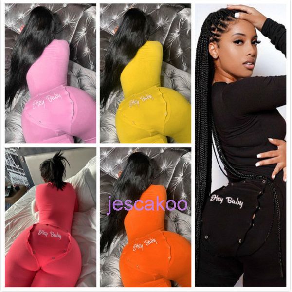 

designer women jumpsuit butt button back flap onesies pajamas v neck long sleeve one piece bodycon rompers night club clothing jck, Black;white