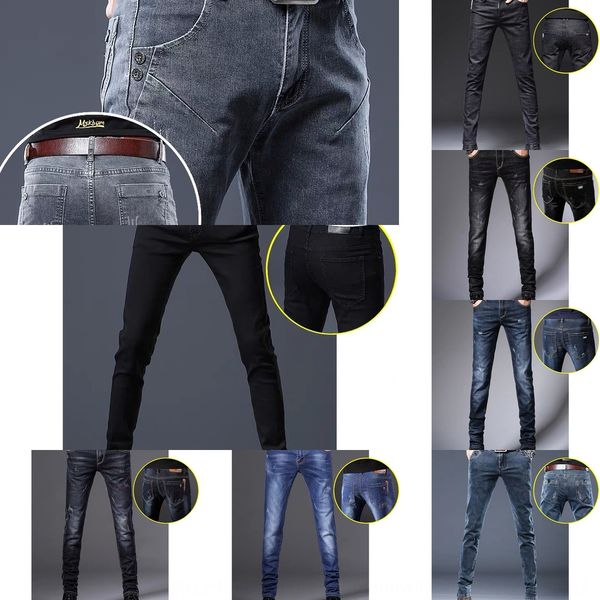 

w8xt big size 38 black jeans cowboy ripped slim fit vintage wash stretch men039;s pants long denim trousers, Blue
