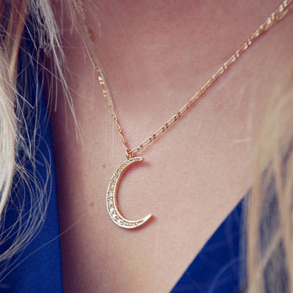

point drill moon necklace alloy