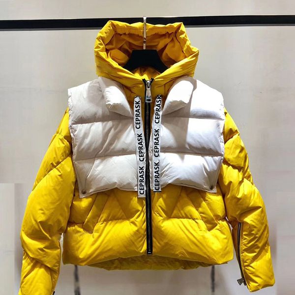 

new design winter coat womens thick parka plus size casual loose jacket stand collar hooded bright colors warm outerwear 201029, Black