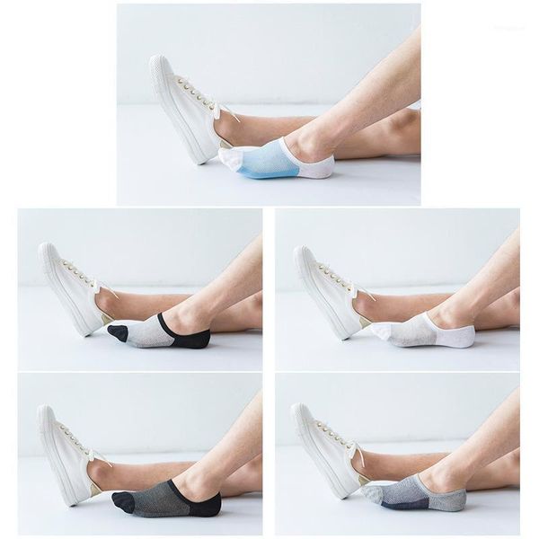 

fashion mesh breathable sports socks non-slip invisible sweat-absorbent ankle socks summer sports men's1, Black