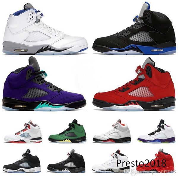 

sandals size 40-46 jumpman 5 5s basketball shoes running shoe raging bull red white stealth what the quai oreo oregon men women high trainer, Black