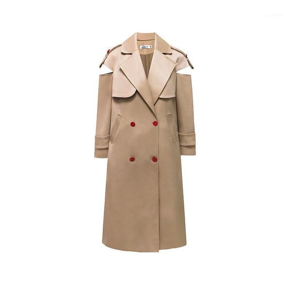 

2020 new fashion classic long trench coat women runway windbreaker casual overcoat outerwear female autumn winter1, Tan;black