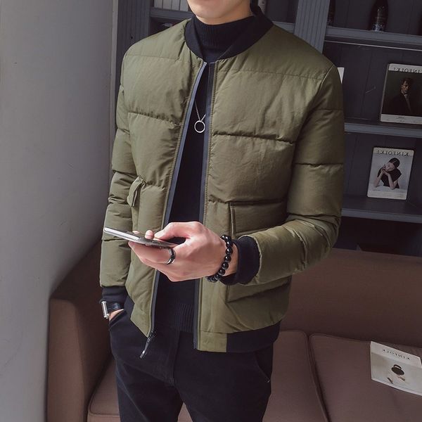 

short down winter new big pocket cotton padded jacket simple label men's coat, Black