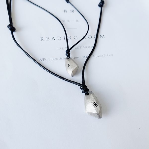 

stone necklace lovers a pair of sterling silver pendants for men and women