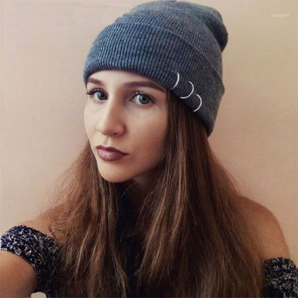 

beanie/skull caps hoop circle knitted hat autumn and winter couple warm solid color skull caps1, Blue;gray