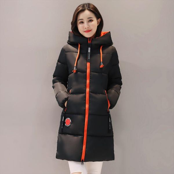 

women winter jacket hooded warm thicken cotton padded women winter coat female outwear parka casaco feminina inverno, Black